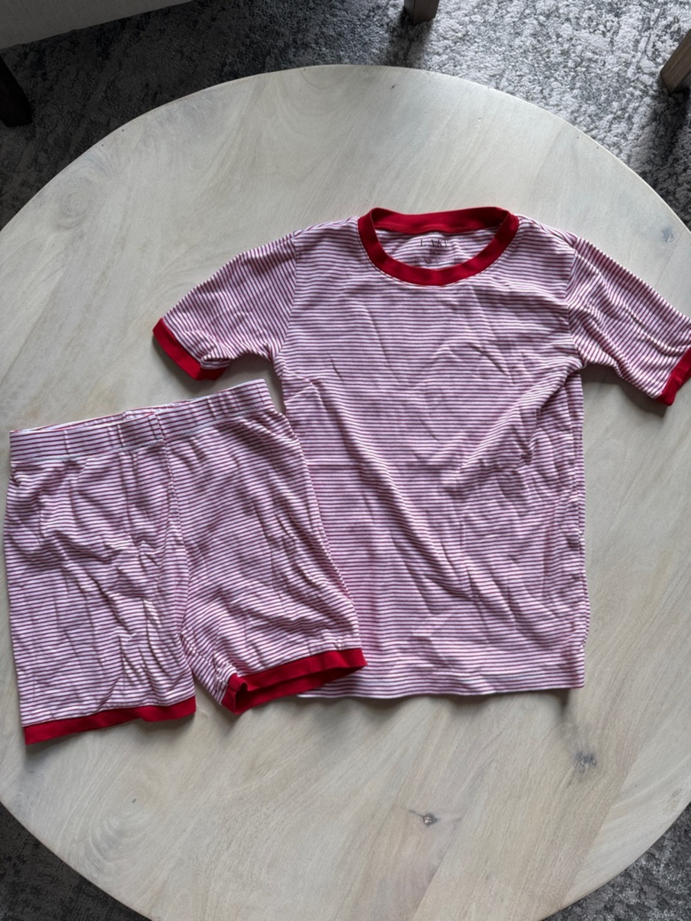EUC LAKE SZ 10 Red STRIPED Kids Short Sleeve Pajama Set